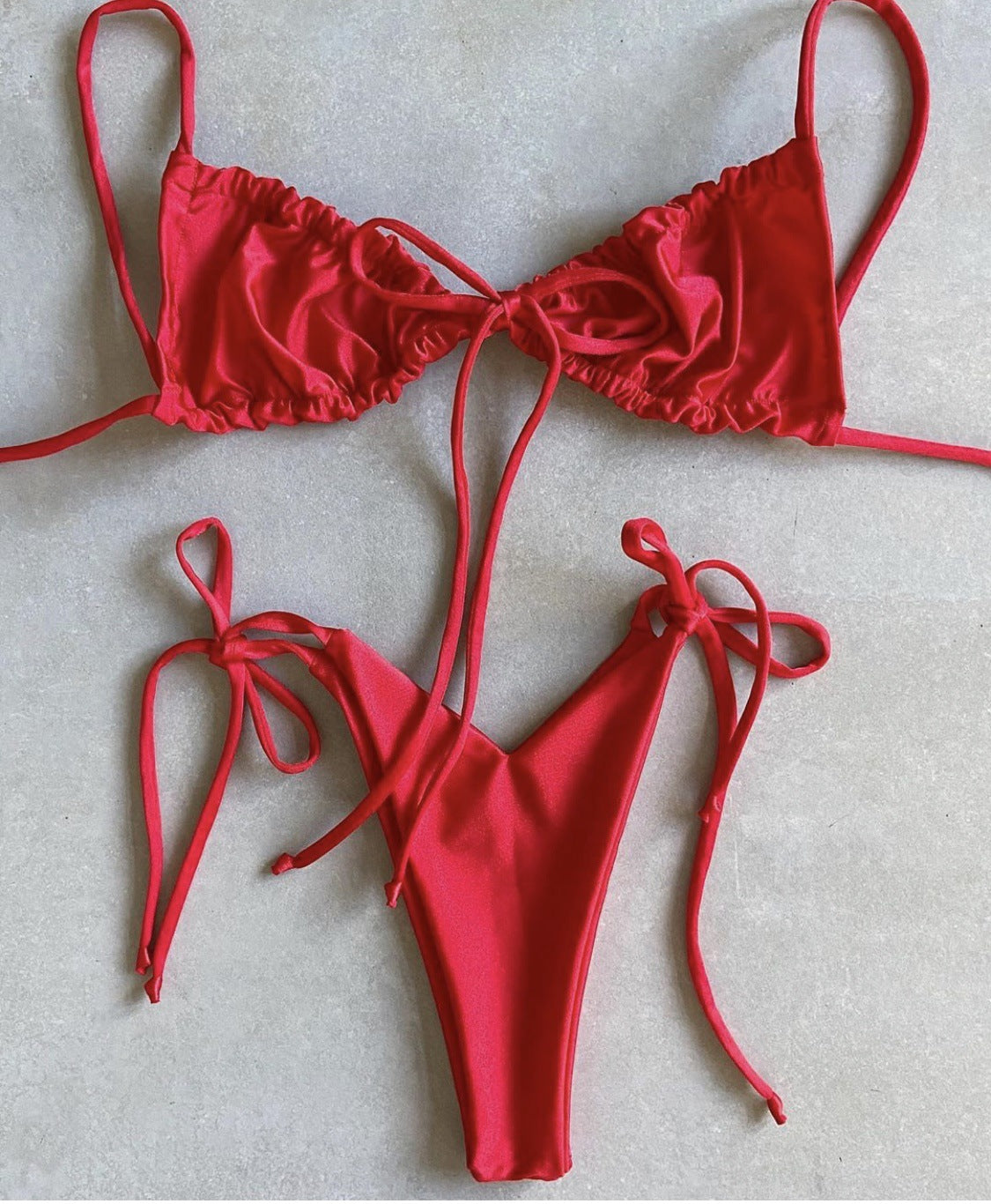 Tie front bikini set