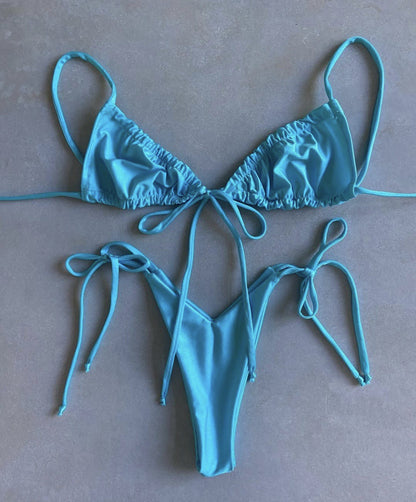 Tie front bikini set