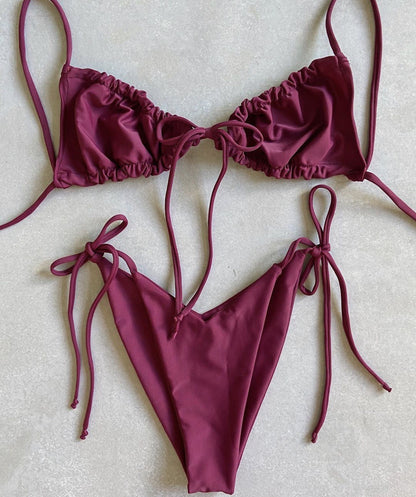 Tie front bikini set