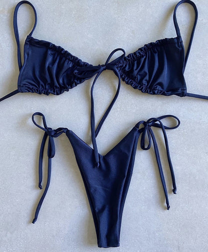 Tie front bikini set