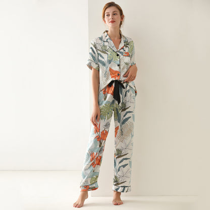 Printed satin loungewear set