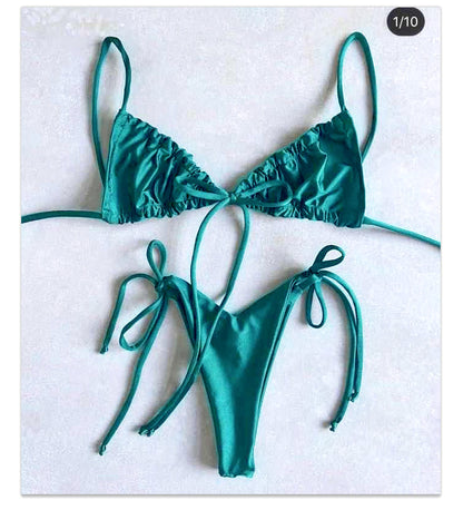 Tie front bikini set