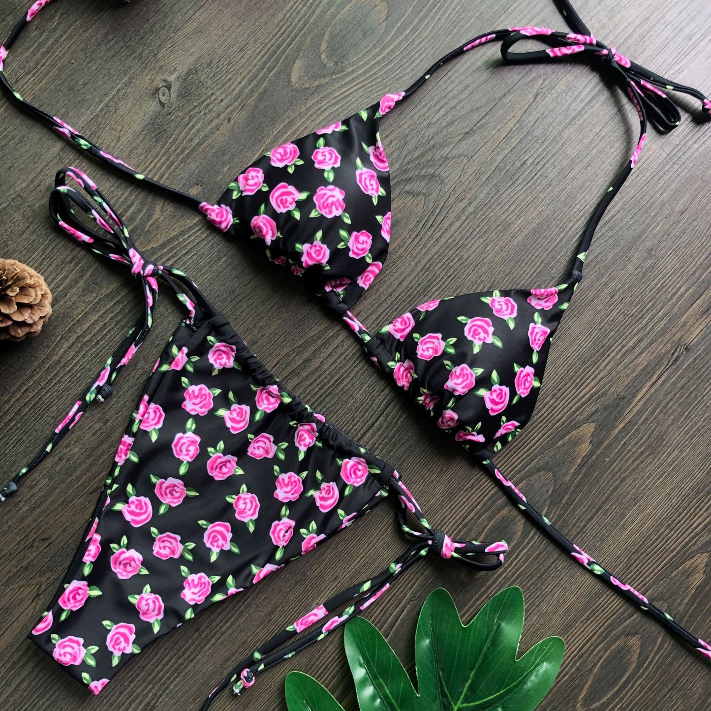 Tie front bikini set