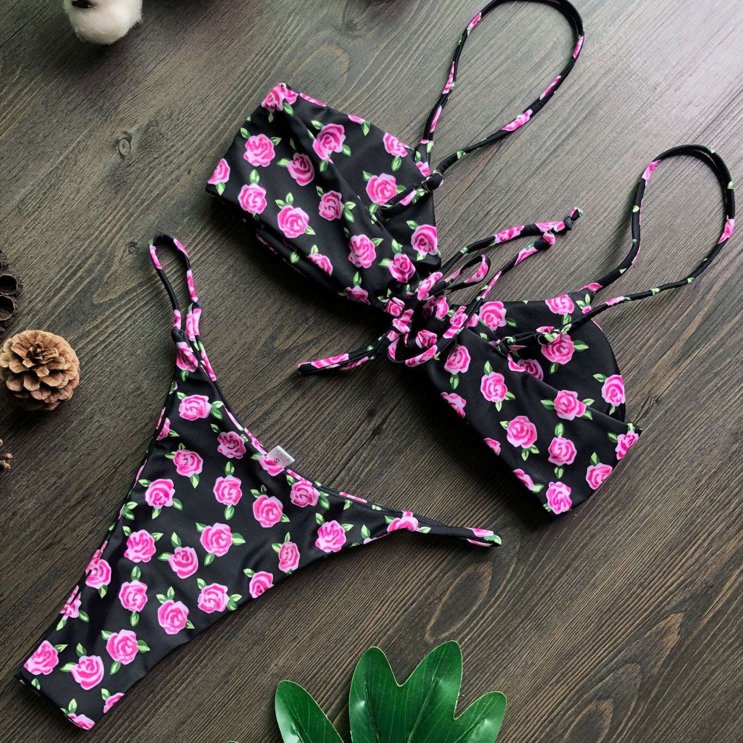 Tie front bikini set