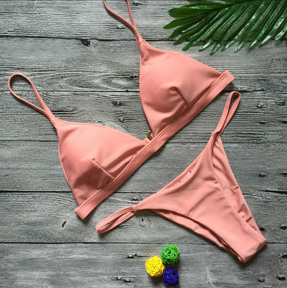 Solid colour brazilian bikini set