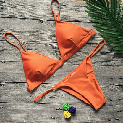 Solid colour brazilian bikini set