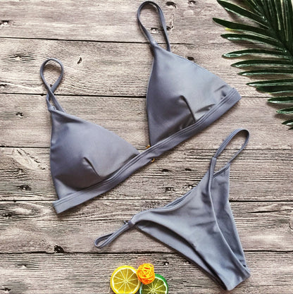 Solid colour brazilian bikini set