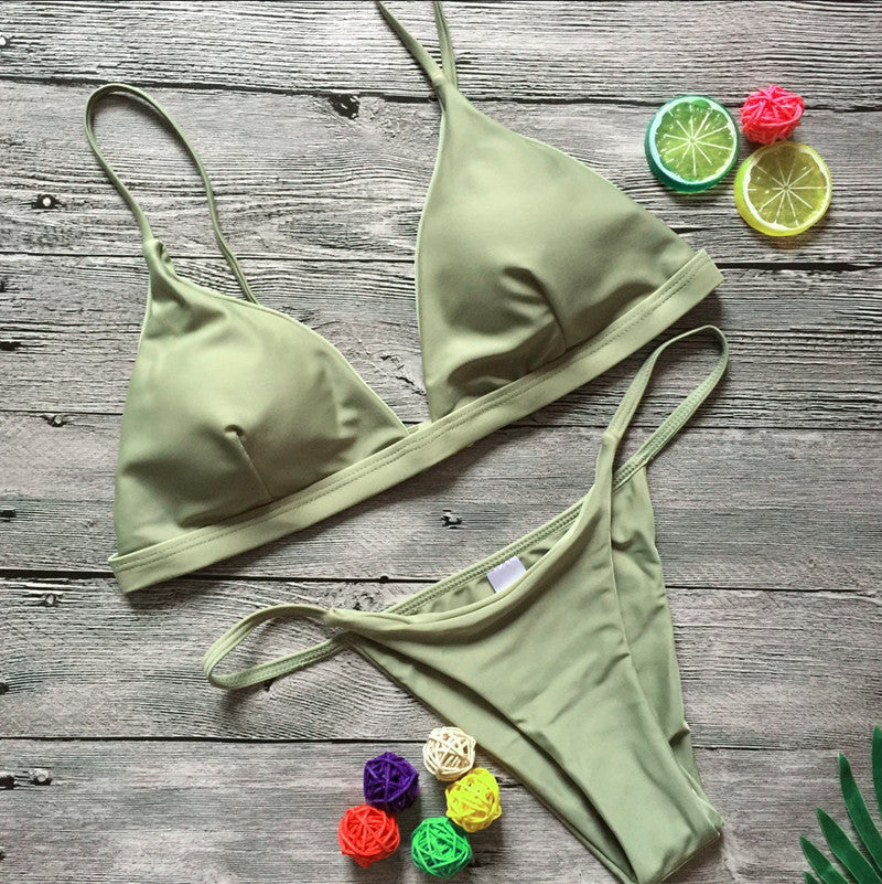 Solid colour brazilian bikini set