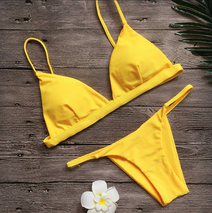 Solid colour brazilian bikini set