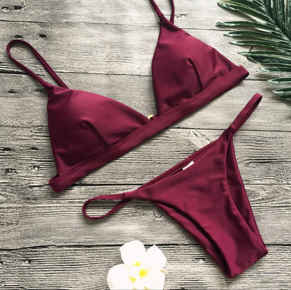 Solid colour brazilian bikini set