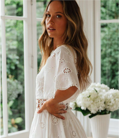 Eyelet embroidery dress