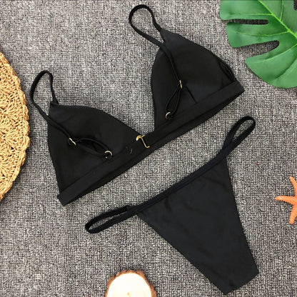 Solid colour brazilian bikini set