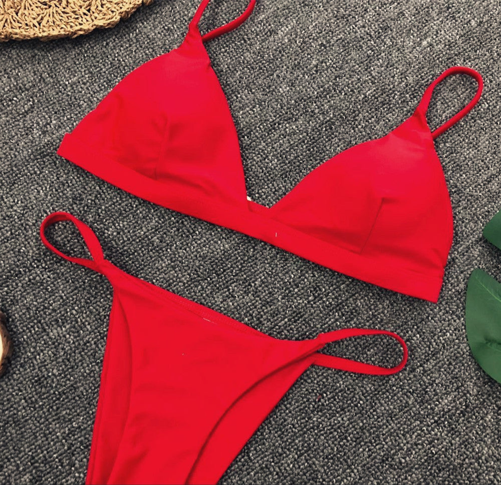 Solid colour brazilian bikini set