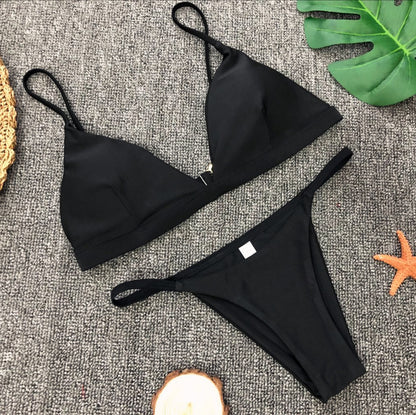 Solid colour brazilian bikini set