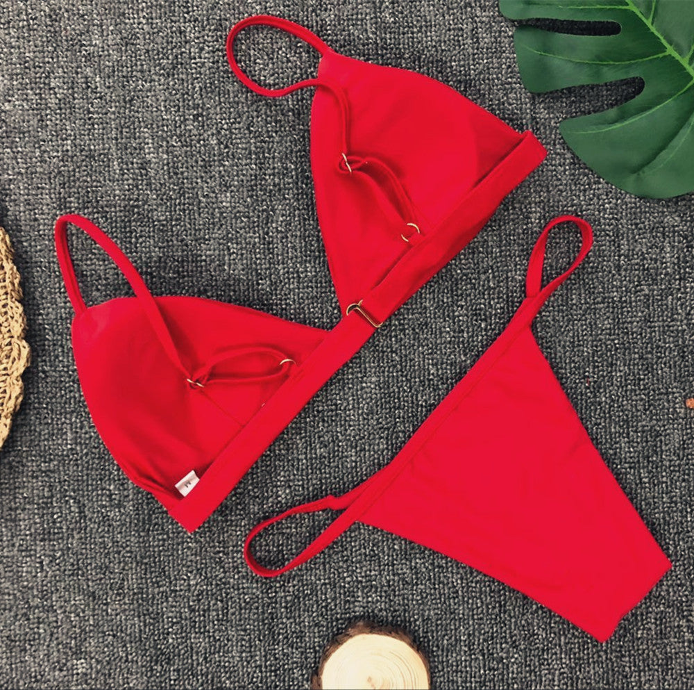 Solid colour brazilian bikini set