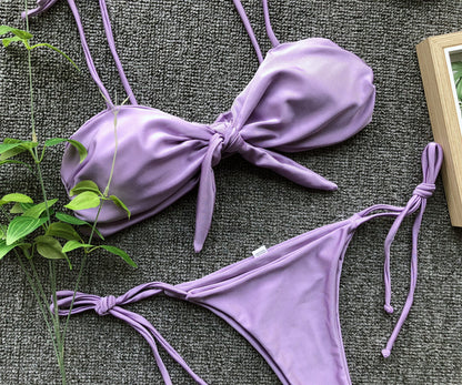 Tie front bikini set