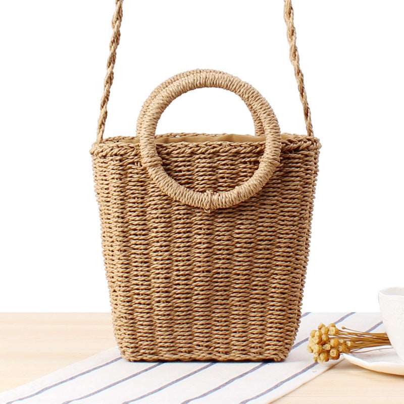 Crossbody shoulder straw bag