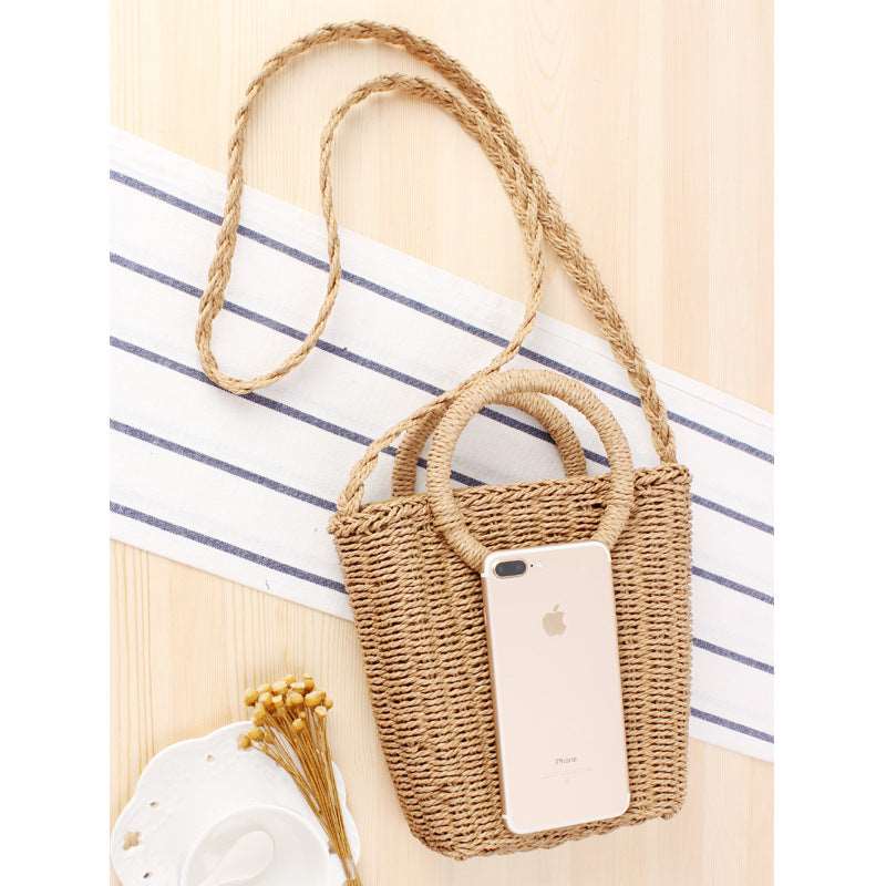 Crossbody shoulder straw bag