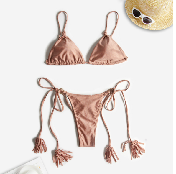 Tie front bikini set