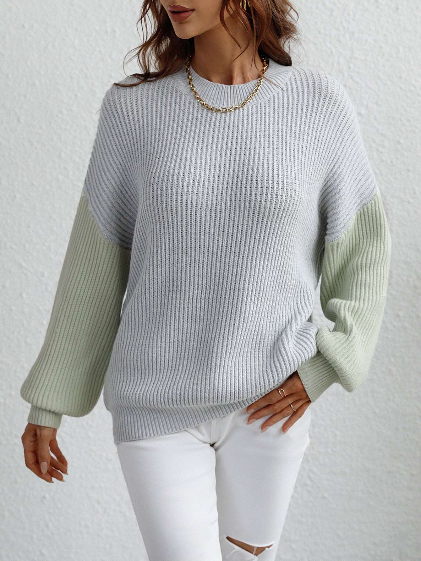 Contrast sleeve sweater