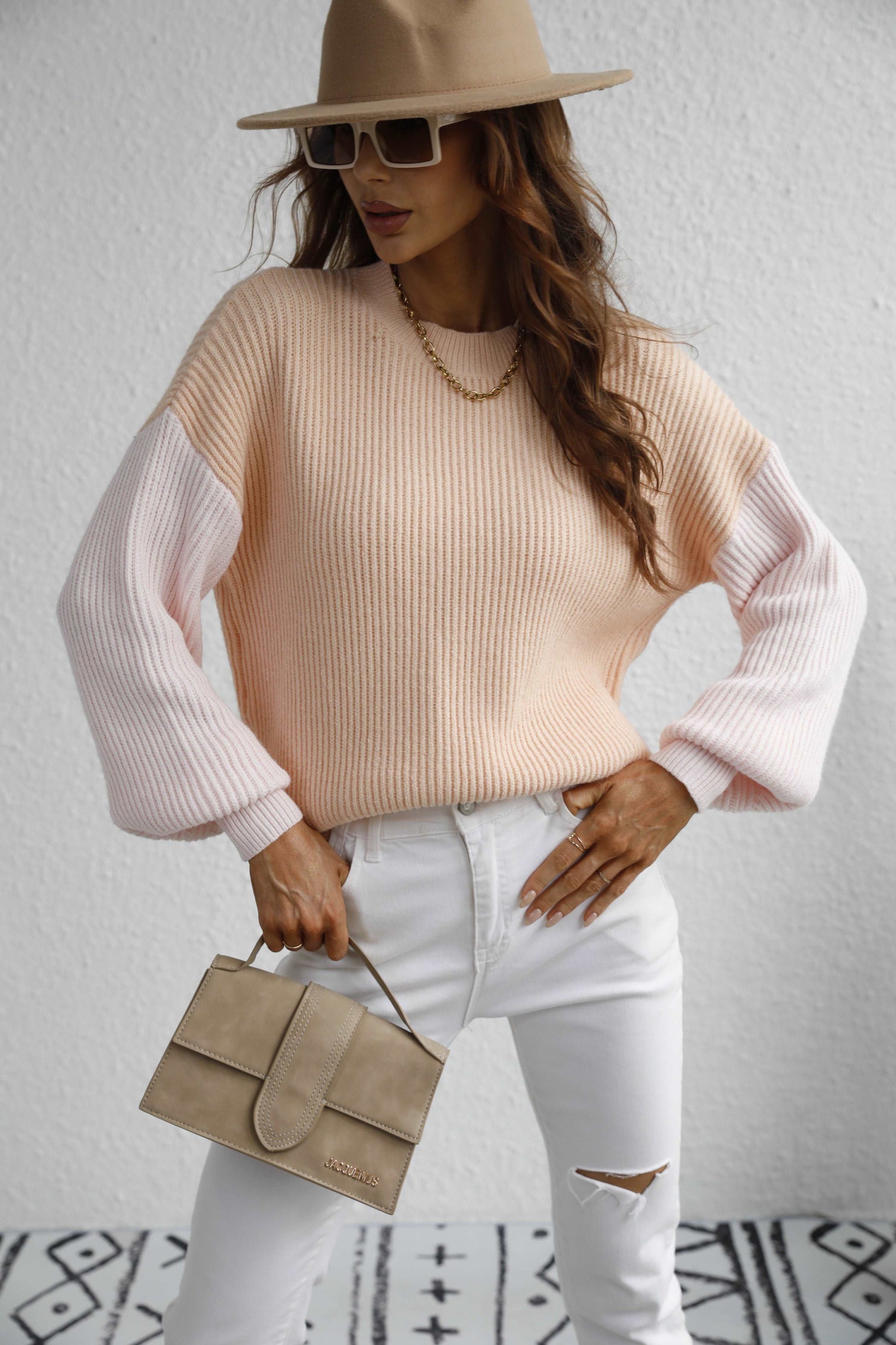 Contrast sleeve sweater