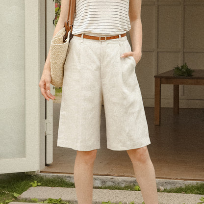 Cotton linen blend shorts