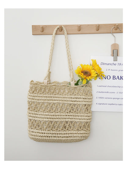 Hand woven straw bag