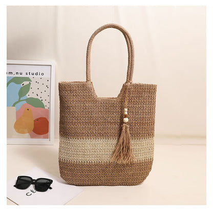 Woven Two Tone Tassel bag