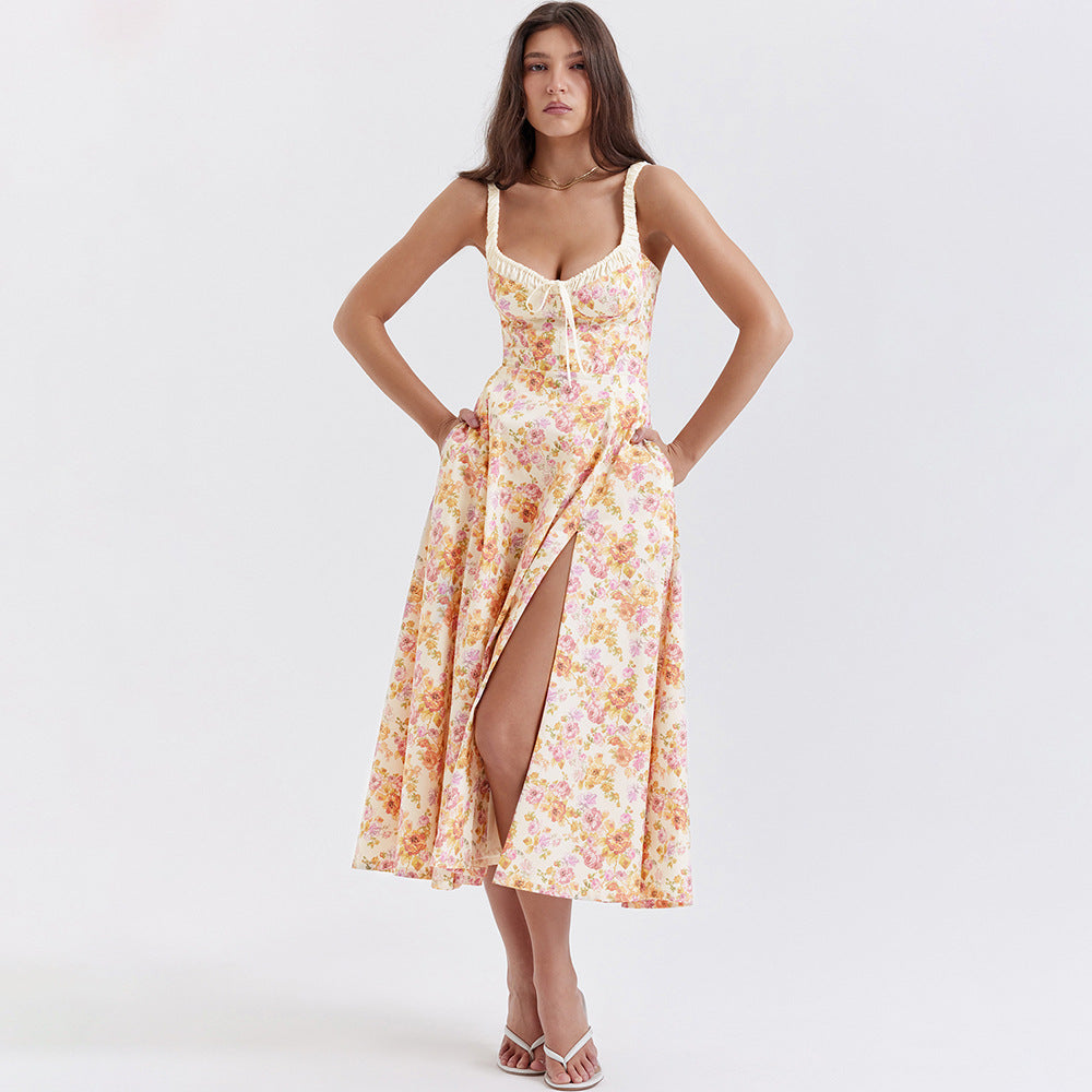 Printed midi length summer dress