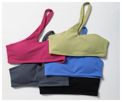 One shoulder asymmetric sports bra