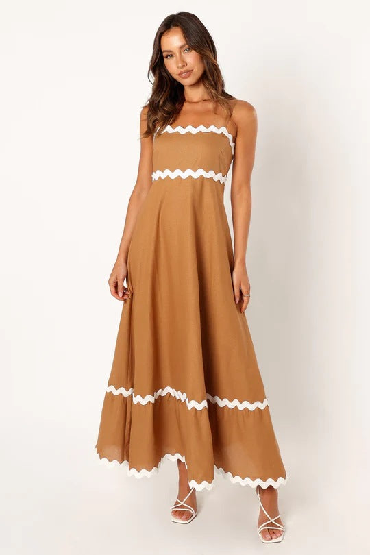 Contrast trim maxi dress