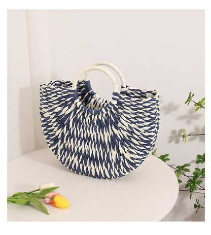 Two colour woven hand bag