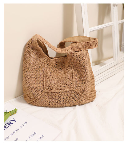 Hand woven beach bag