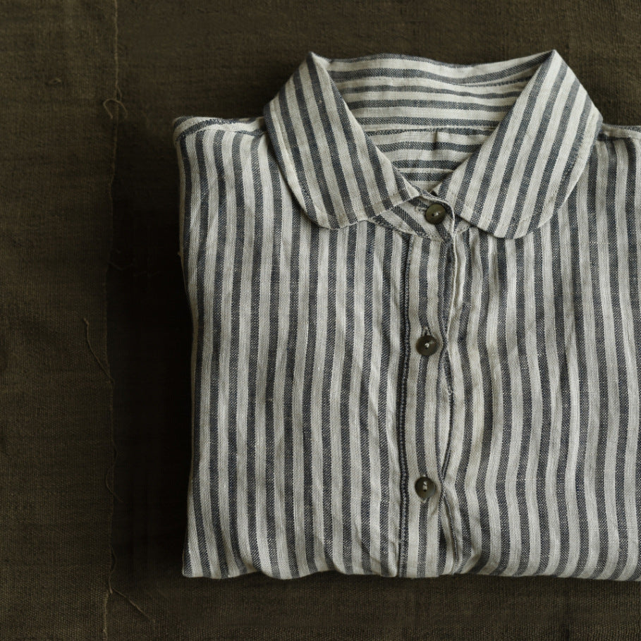 Printed Linen stripe shirt