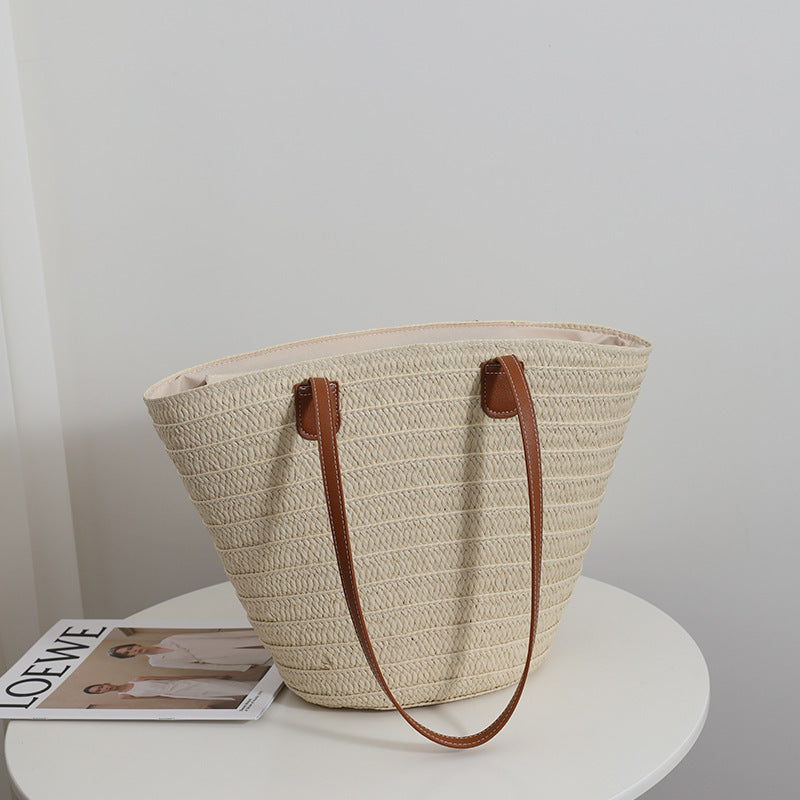 Large straw beach bag