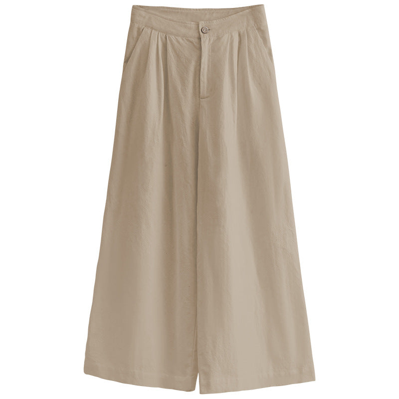 Linen blend wide leg trousers