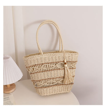 Hand woven beach bag