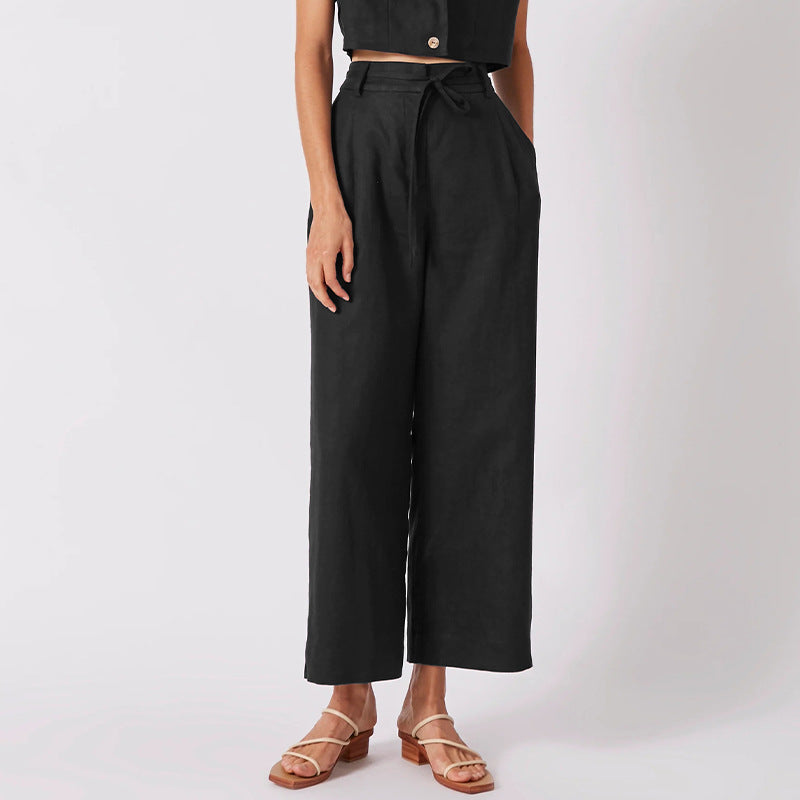 Pure Linen wide leg trousers