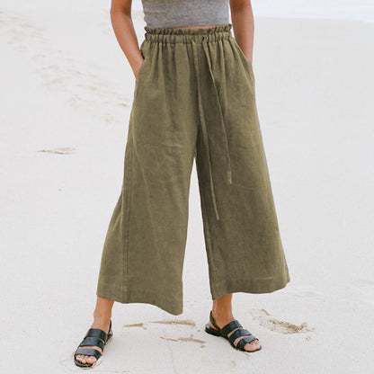 Linen wide leg trousers