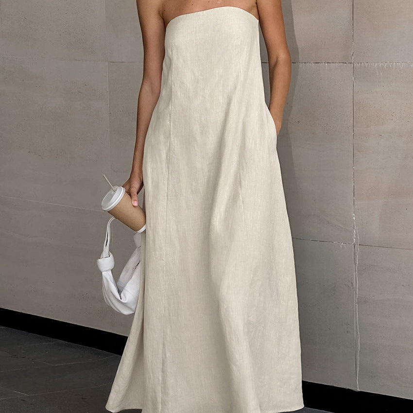 Linen blend maxi dress