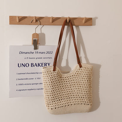 Hand woven straw bag