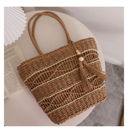 Hand woven beach bag