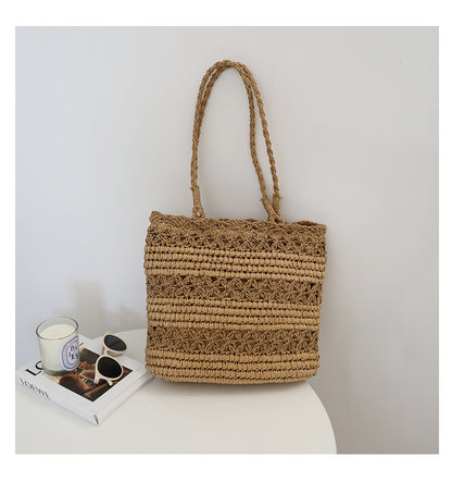 Hand woven straw bag