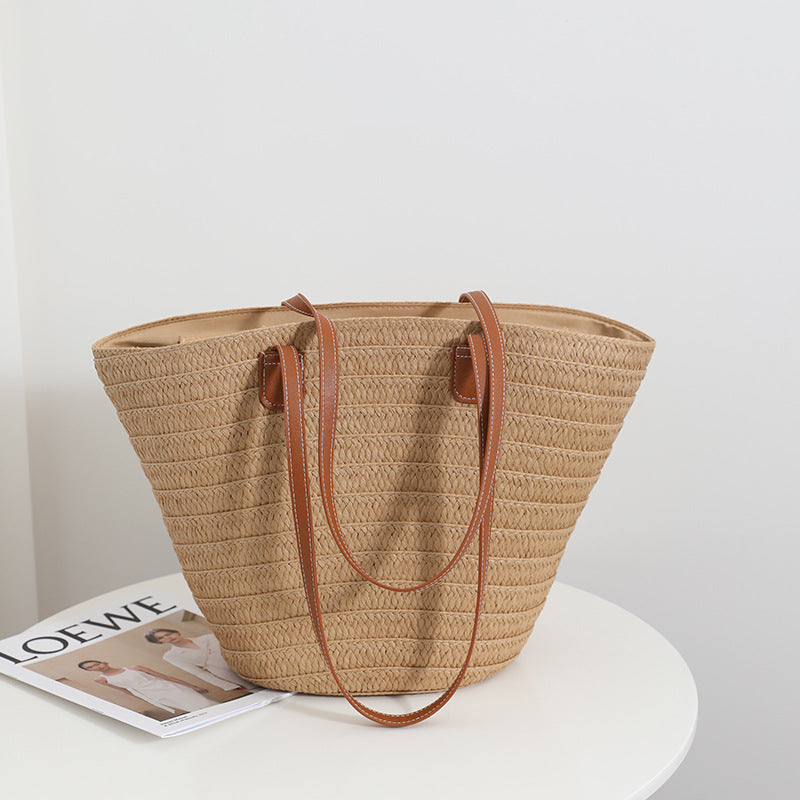 Large straw beach bag