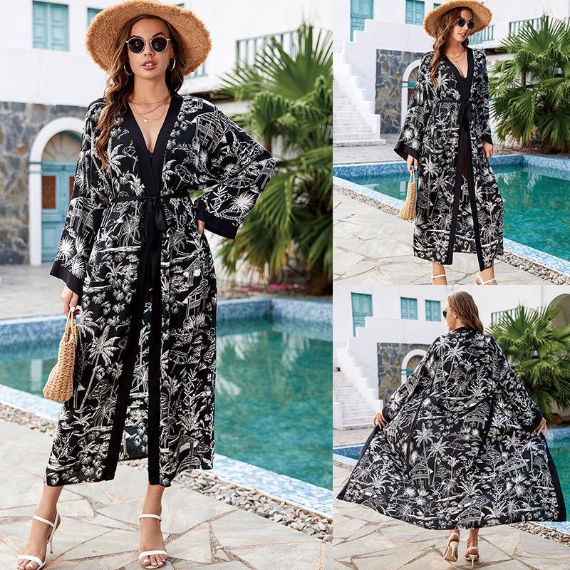 Printed beach kimono