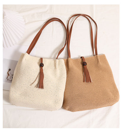 Hand woven beach bag