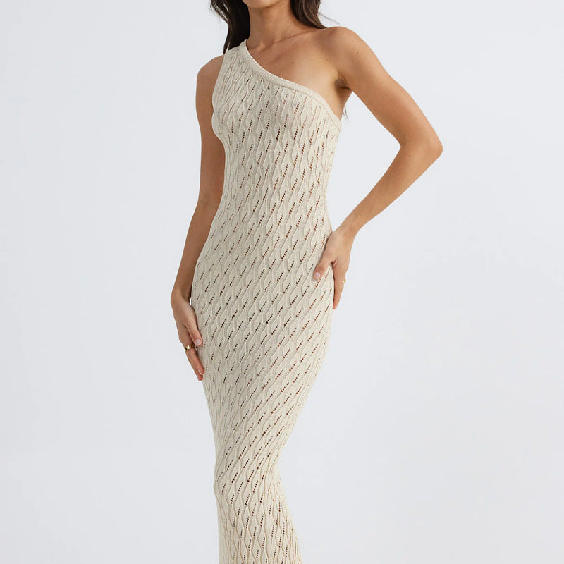 One shoulder knitted dress