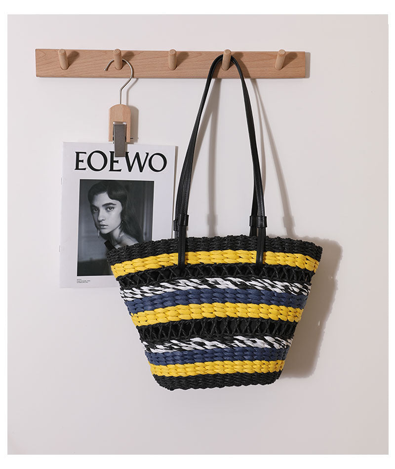 Hand woven straw bag