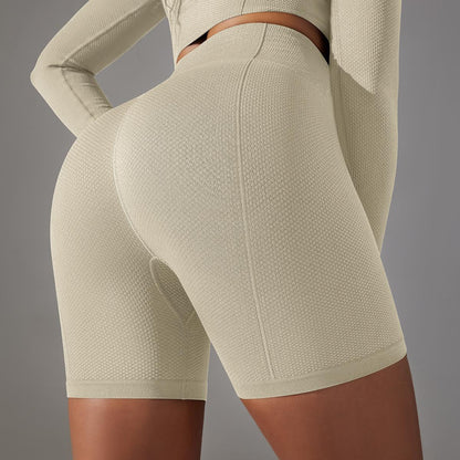 Textured High Waist Yoga Shorts