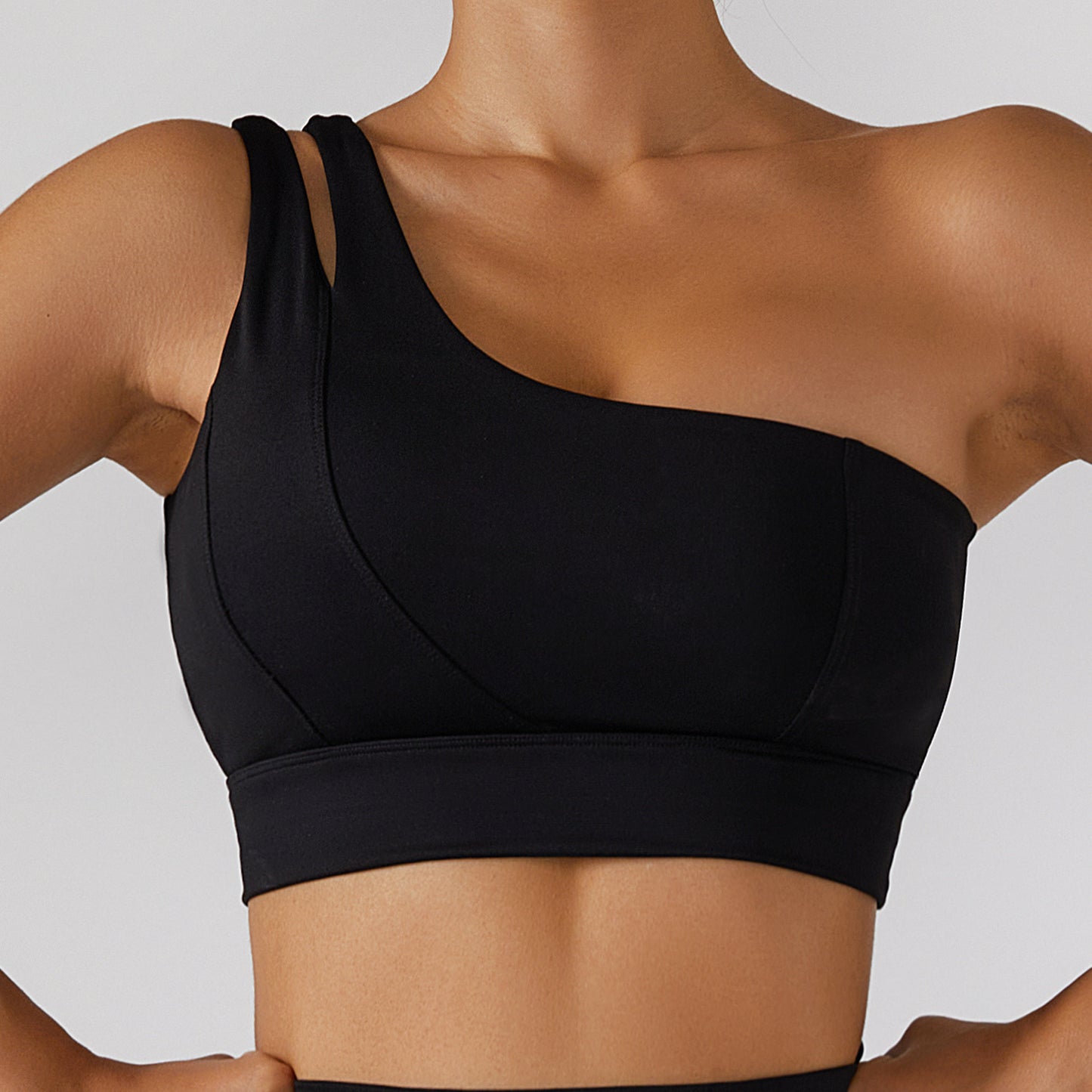 One shoulder sports bra